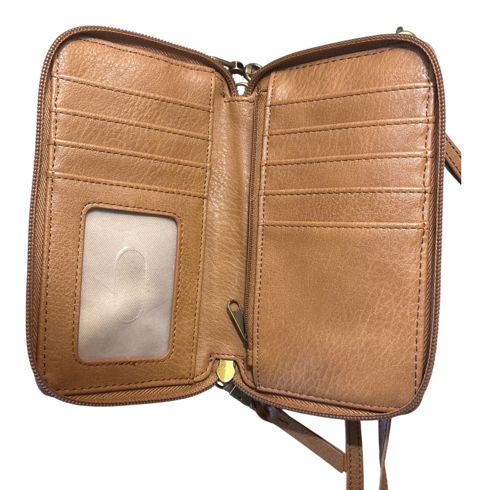 The Sak Silverlake Smartphone Crossbody Tan Leather Floral Embossed Wallet Bag - Picture 3 of 14